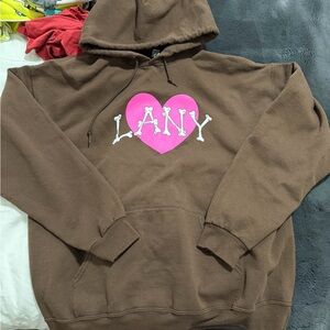 LANY brown pullover hoodie skeleton heart design unisex size XL